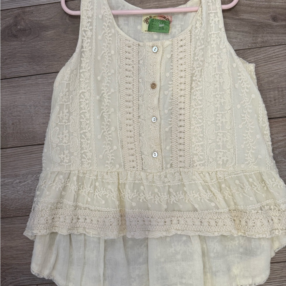 Joyfolie Cream Lace Blouse for Kids